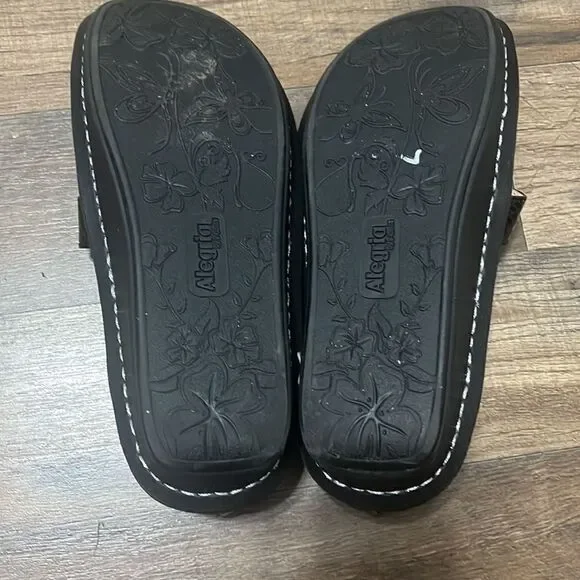 ALEGRIA SIZE 36- 6.5 WOMEN'S GREEN-BLACK ANIMAL PRINT MARY JANE SHOES - Picture 4 of 6